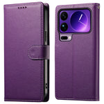 For Xiaomi 17 Pro Max Case Magnetic Snap Litchi Texture Leather Wallet Phone Cover with Wrist Strap