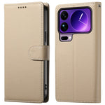For Xiaomi 17 Pro Max Case Magnetic Snap Litchi Texture Leather Wallet Phone Cover with Wrist Strap