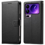 For Xiaomi 17 Pro Max Case Magnetic Snap Litchi Texture Leather Wallet Phone Cover with Wrist Strap