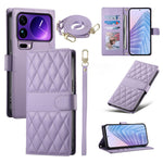 For Xiaomi 17 Pro Max Wallet Case Rhombus Stitching Stand Leather Phone Cover with Long  /  Short Strap