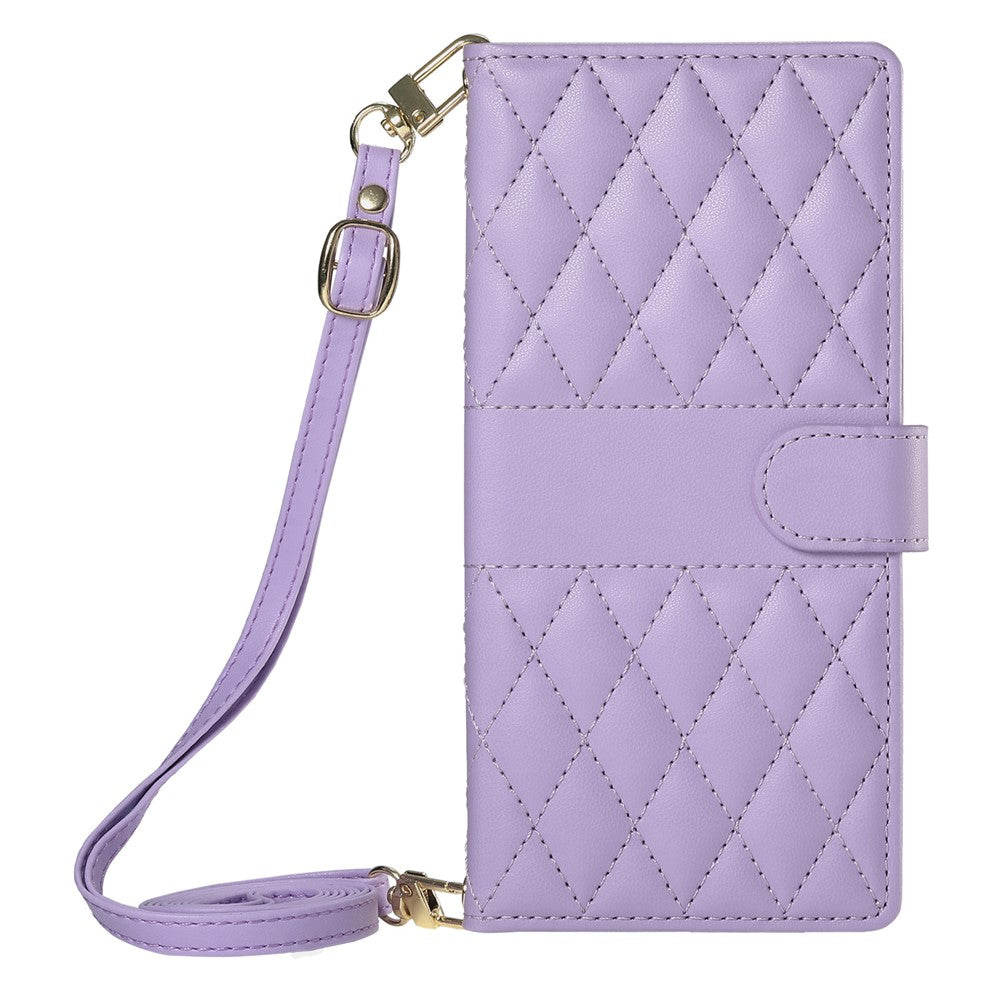 For Xiaomi 17 Pro Max Wallet Case Rhombus Stitching Stand Leather Phone Cover with Long  /  Short Strap