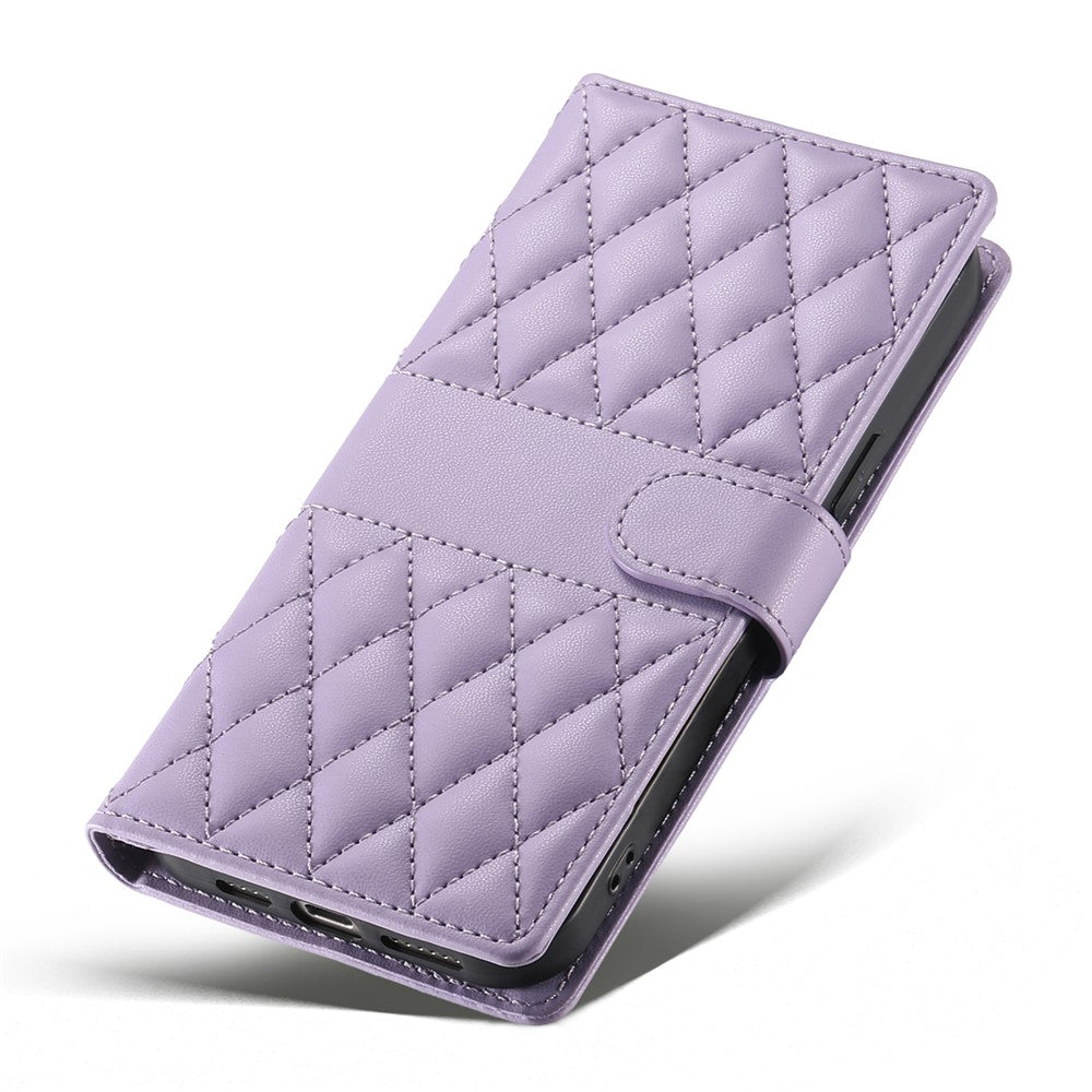 For Xiaomi 17 Pro Max Wallet Case Rhombus Stitching Stand Leather Phone Cover with Long  /  Short Strap