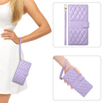 For Xiaomi 17 Pro Max Wallet Case Rhombus Stitching Stand Leather Phone Cover with Long  /  Short Strap