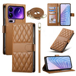 For Xiaomi 17 Pro Max Wallet Case Rhombus Stitching Stand Leather Phone Cover with Long  /  Short Strap