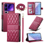 For Xiaomi 17 Pro Max Wallet Case Rhombus Stitching Stand Leather Phone Cover with Long  /  Short Strap