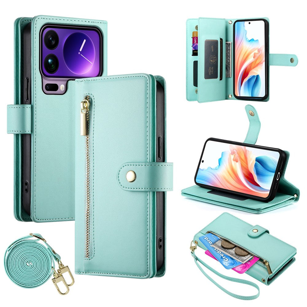 For Xiaomi 17 Pro Max Case Zipper Pocket Wallet Leather Phone Cover with Straps