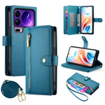 For Xiaomi 17 Pro Max Case Zipper Pocket Wallet Leather Phone Cover with Straps