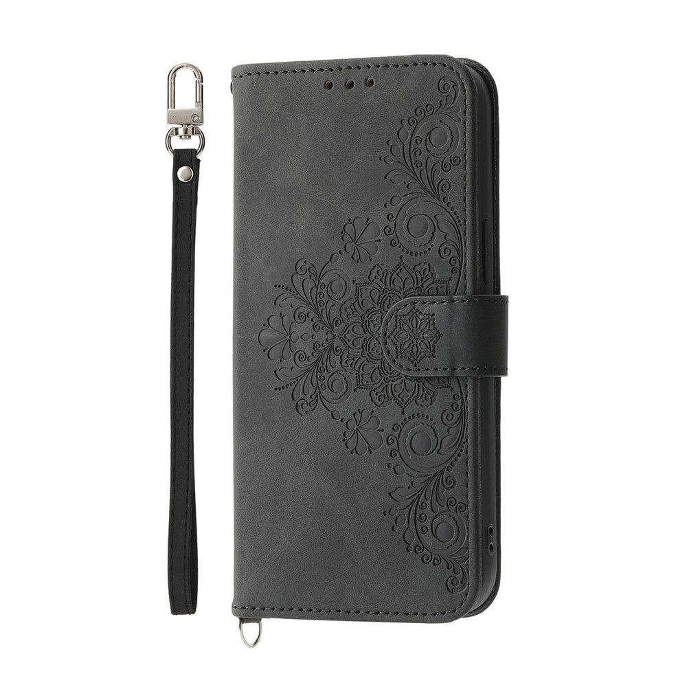 For Xiaomi 17 Pro Case Flower Pattern PU Leather Wallet Phone Cover with Strap