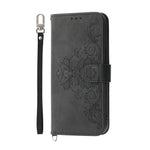 For Xiaomi 17 Pro Case Flower Pattern PU Leather Wallet Phone Cover with Strap