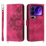 For Xiaomi 17 Pro Case Flower Pattern PU Leather Wallet Phone Cover with Strap