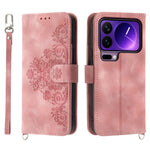 For Xiaomi 17 Pro Case Flower Pattern PU Leather Wallet Phone Cover with Strap