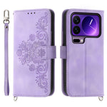 For Xiaomi 17 Pro Case Flower Pattern PU Leather Wallet Phone Cover with Strap