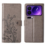 For Xiaomi 17 Pro Wallet Case Butterfly Floral Imprint PU Leather Phone Cover with Wrist Strap