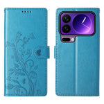For Xiaomi 17 Pro Wallet Case Butterfly Floral Imprint PU Leather Phone Cover with Wrist Strap