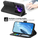 DIERFENG DF-03 For Xiaomi 17 Pro Case Lines Imprint Wallet Leather Phone Cover with Wrist Strap