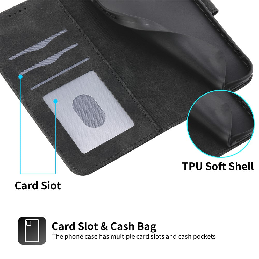 DIERFENG DF-03 For Xiaomi 17 Pro Case Lines Imprint Wallet Leather Phone Cover with Wrist Strap
