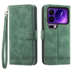 DIERFENG DF-03 For Xiaomi 17 Pro Case Lines Imprint Wallet Leather Phone Cover with Wrist Strap