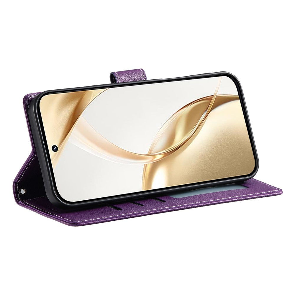 For Xiaomi 17 Pro Case Magnetic Snap Litchi Texture Leather Wallet Phone Cover with Wrist Strap