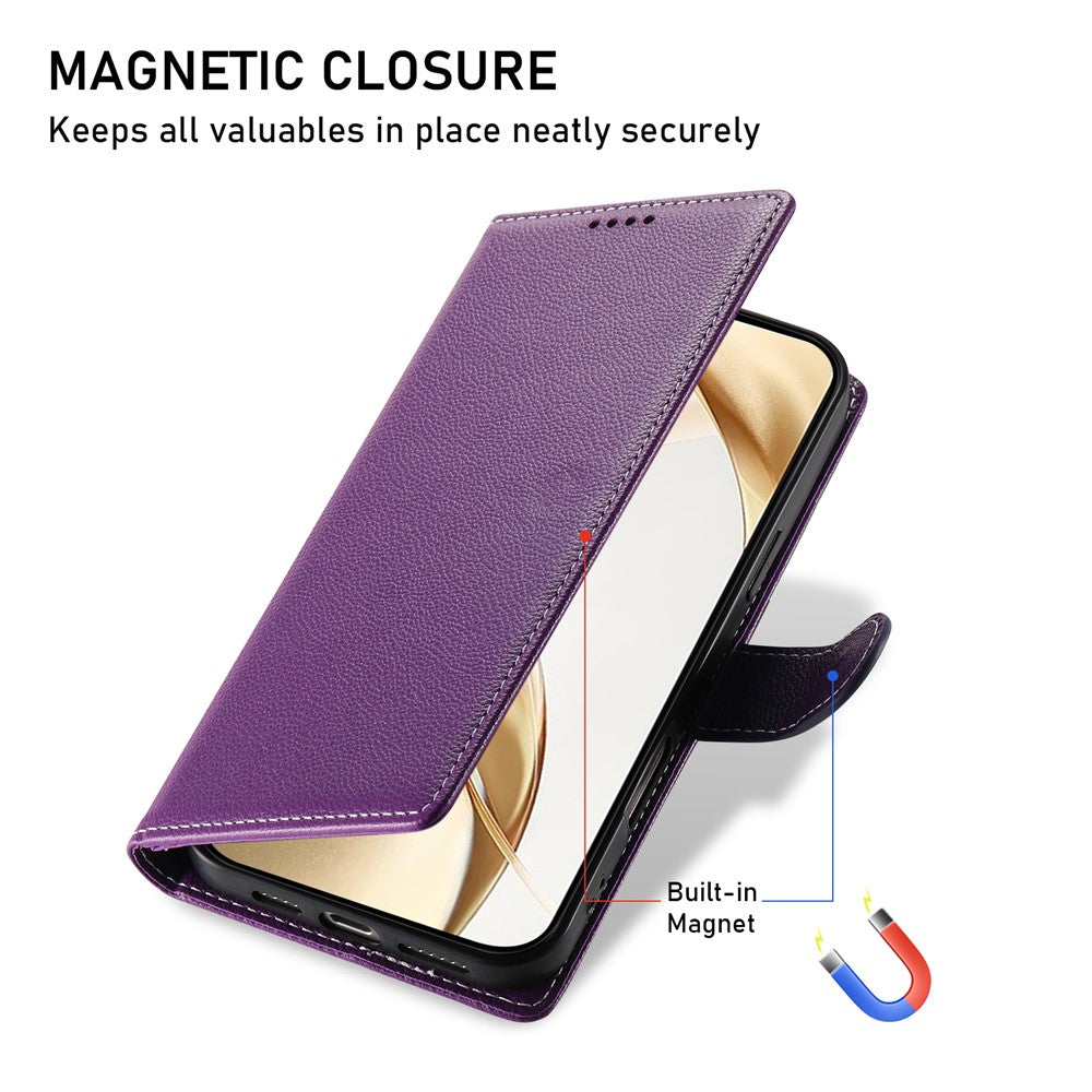 For Xiaomi 17 Pro Case Magnetic Snap Litchi Texture Leather Wallet Phone Cover with Wrist Strap