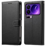 For Xiaomi 17 Pro Case Magnetic Snap Litchi Texture Leather Wallet Phone Cover with Wrist Strap