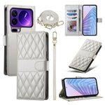 For Xiaomi 17 Pro Wallet Case Rhombus Stitching Stand Leather Phone Cover with Long  /  Short Strap