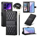 For Xiaomi 17 Pro Wallet Case Rhombus Stitching Stand Leather Phone Cover with Long  /  Short Strap