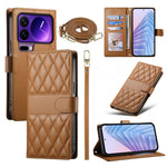 For Xiaomi 17 Pro Wallet Case Rhombus Stitching Stand Leather Phone Cover with Long  /  Short Strap