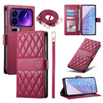 For Xiaomi 17 Pro Wallet Case Rhombus Stitching Stand Leather Phone Cover with Long  /  Short Strap