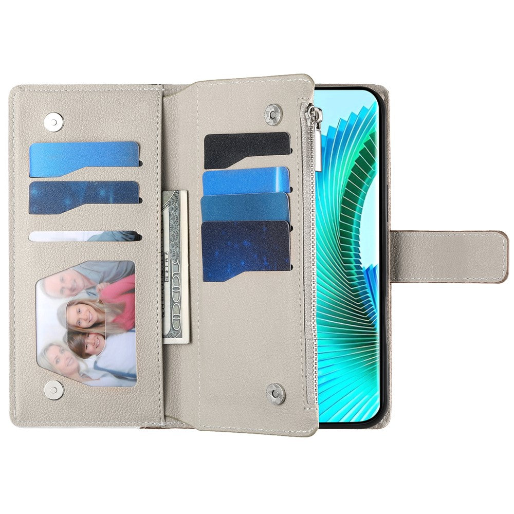 For Xiaomi 17 Pro Case Zipper Wallet Color Splicing Leather Flip Phone Cover with Straps