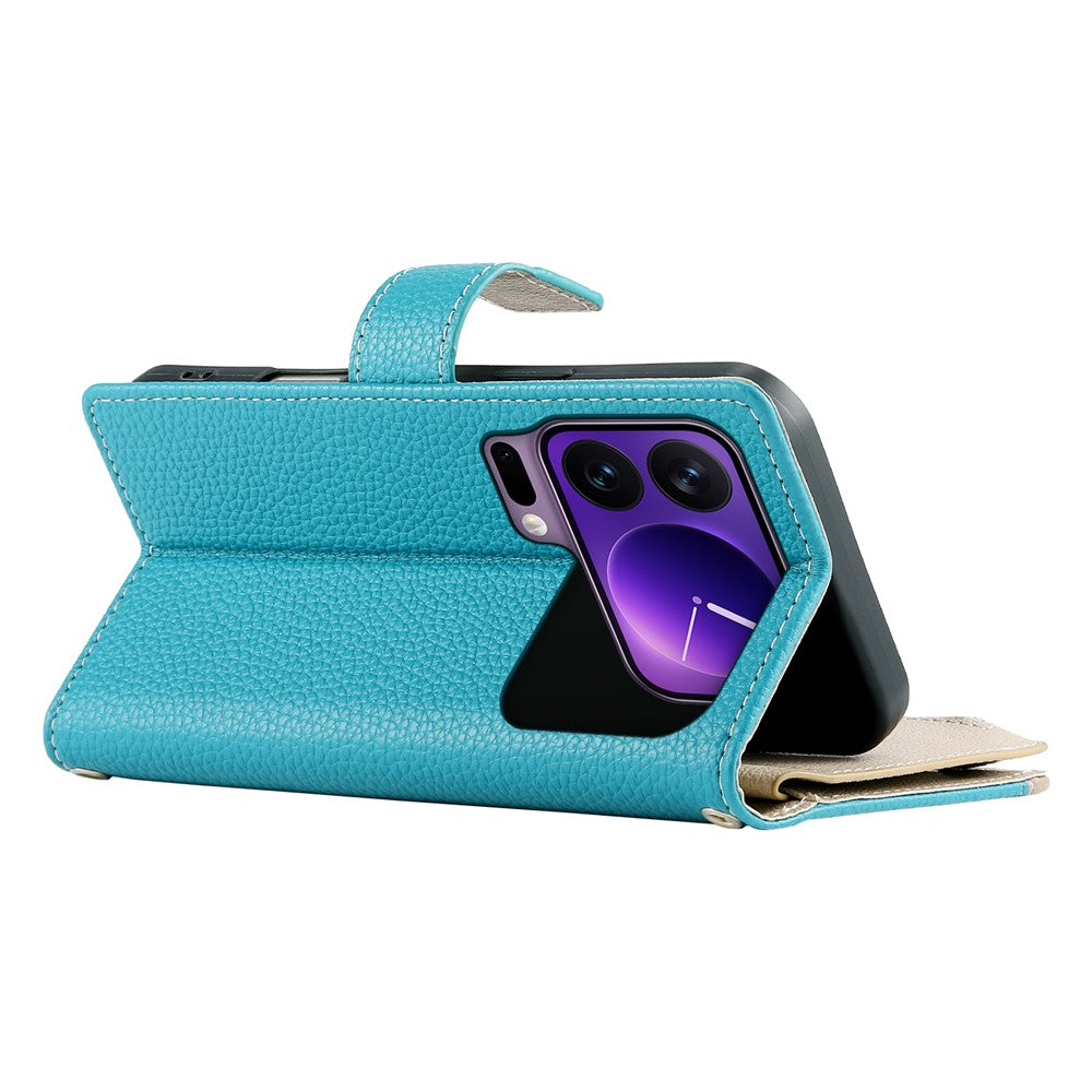 For Xiaomi 17 Pro Case Zipper Wallet Color Splicing Leather Flip Phone Cover with Straps