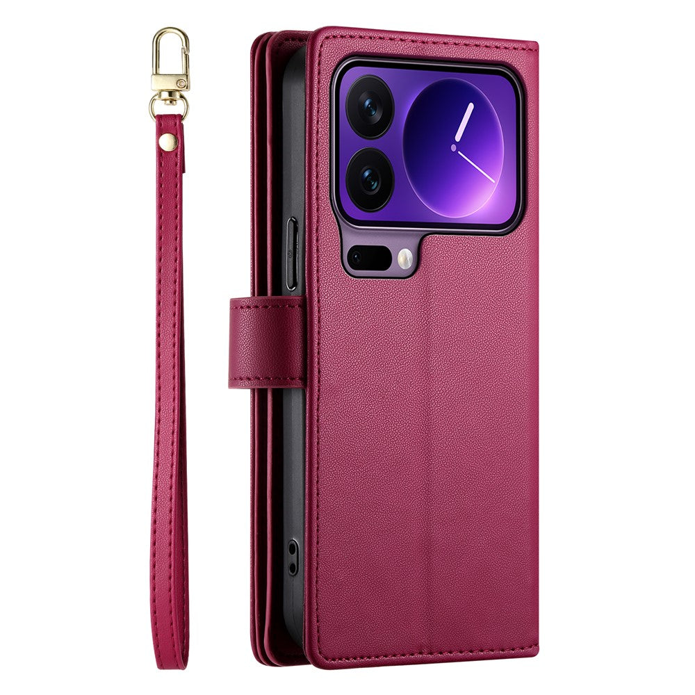For Xiaomi 17 Pro Case Zipper Pocket Wallet Leather Phone Cover with Straps