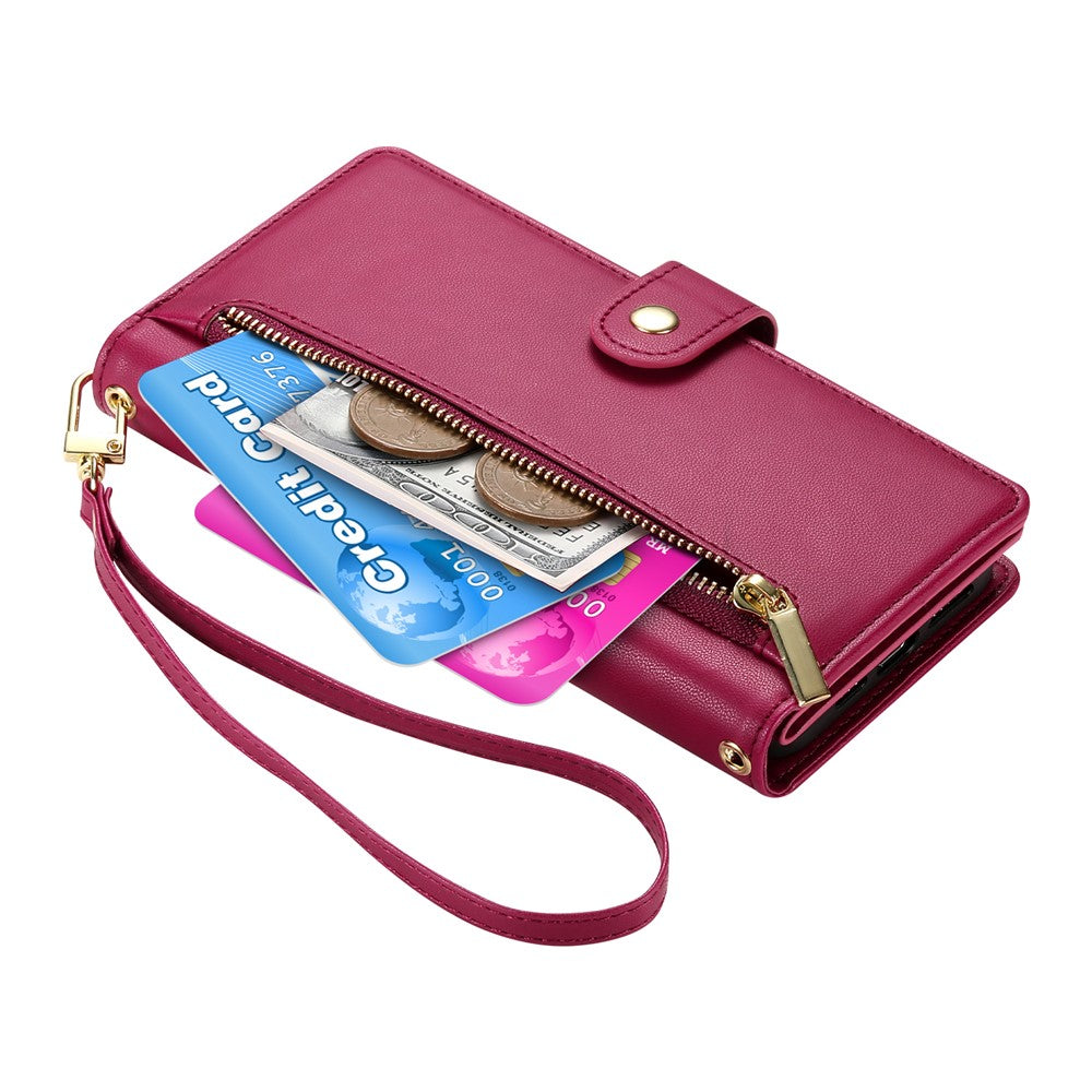 For Xiaomi 17 Pro Case Zipper Pocket Wallet Leather Phone Cover with Straps