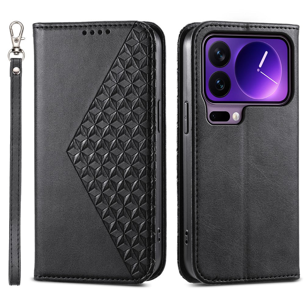 For Xiaomi 17 Pro Case Calf Texture PU Leather Wallet Phone Cover with Wrist Strap
