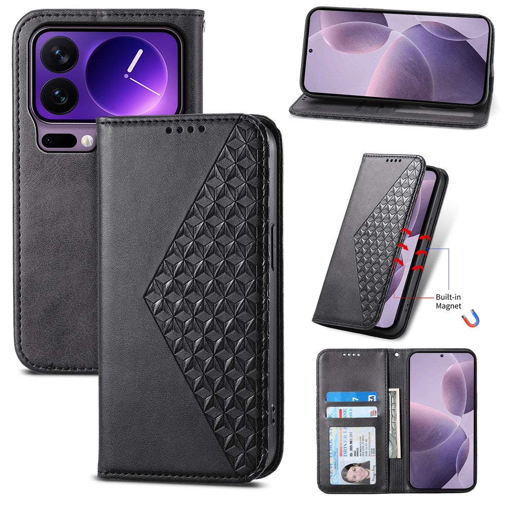 For Xiaomi 17 Pro Case Calf Texture PU Leather Wallet Phone Cover with Wrist Strap