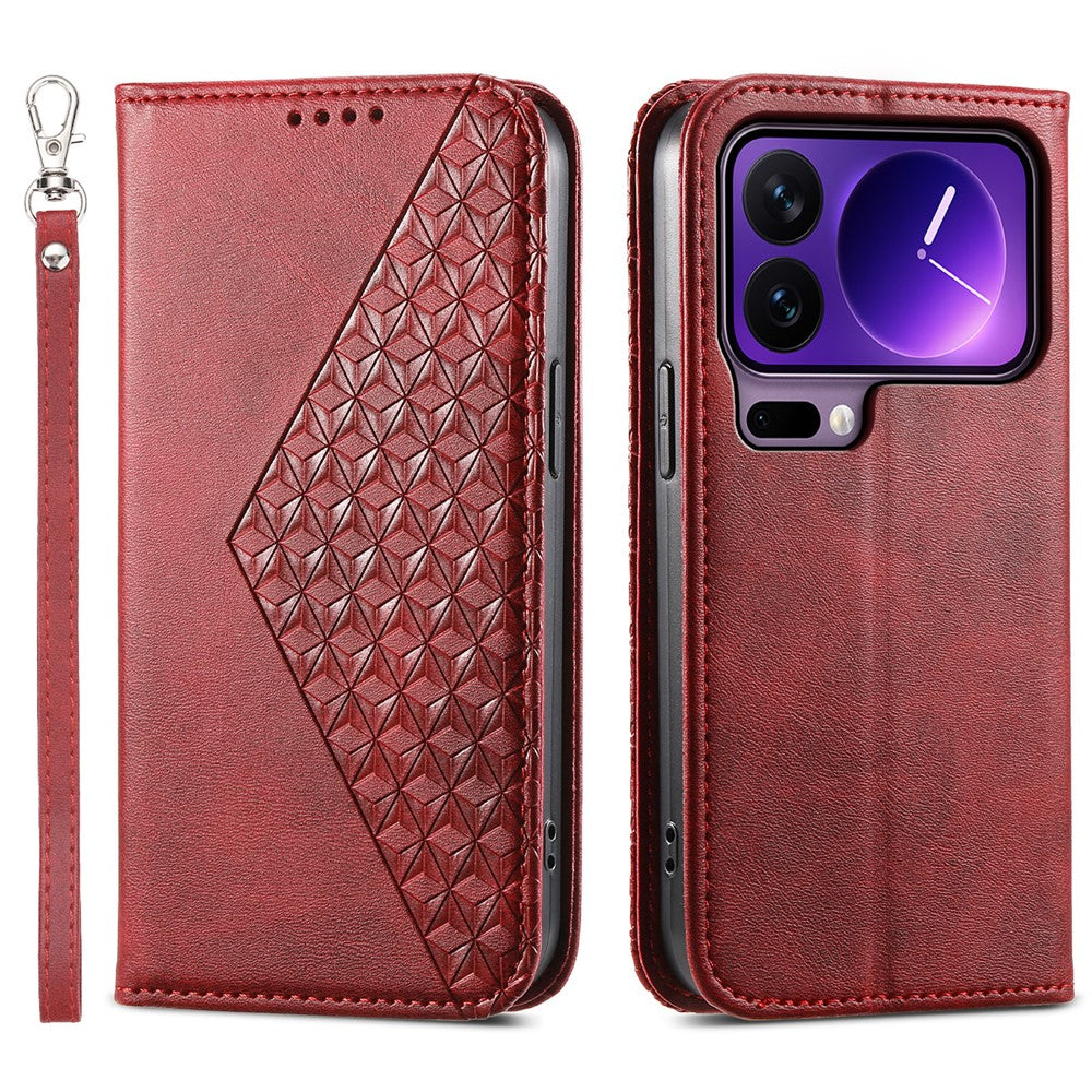 For Xiaomi 17 Pro Case Calf Texture PU Leather Wallet Phone Cover with Wrist Strap