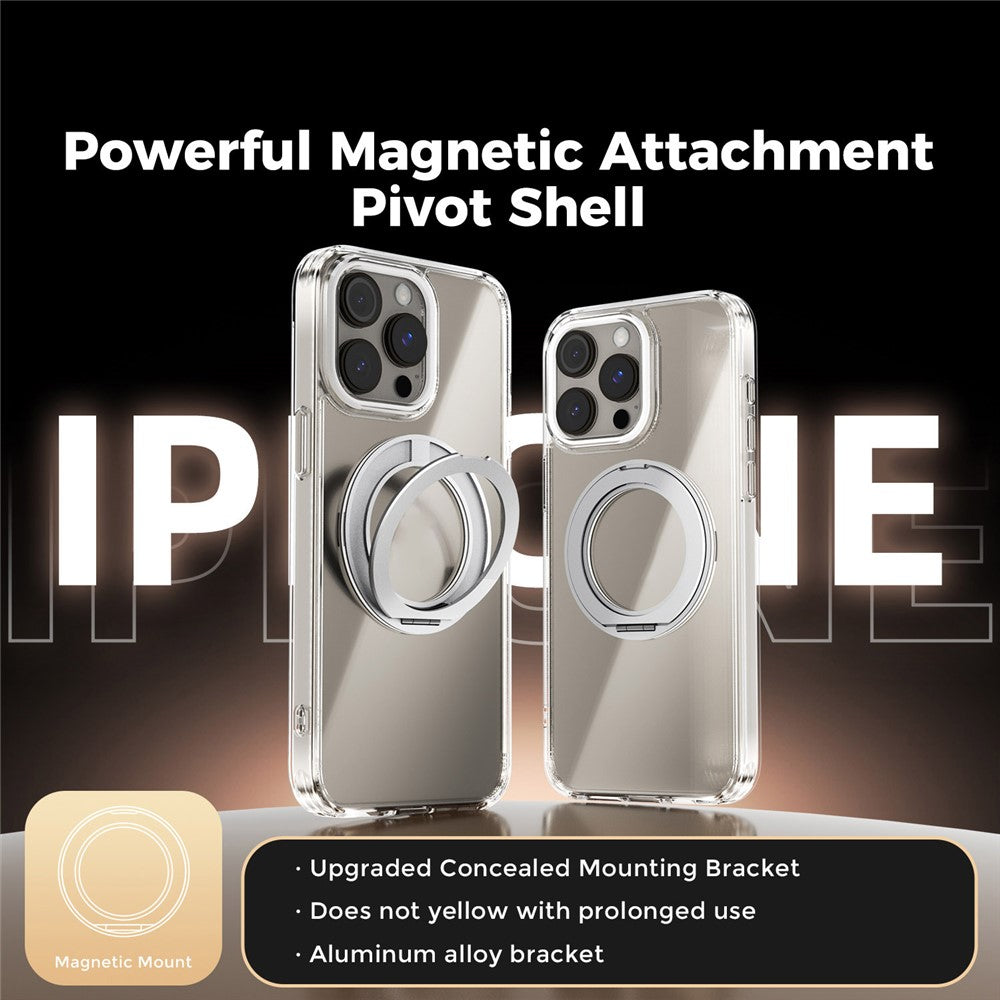 ABEEL Q-LUCK For iPhone 15 Pro Max Magnetic Case Rotating Kickstand Shockproof TPU + PC Phone Back Cover