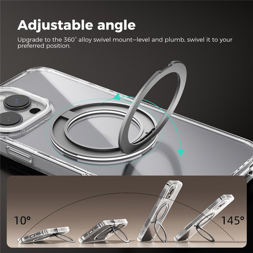 ABEEL Q-LUCK For iPhone 15 Pro Max Magnetic Case Rotating Kickstand Shockproof TPU + PC Phone Back Cover