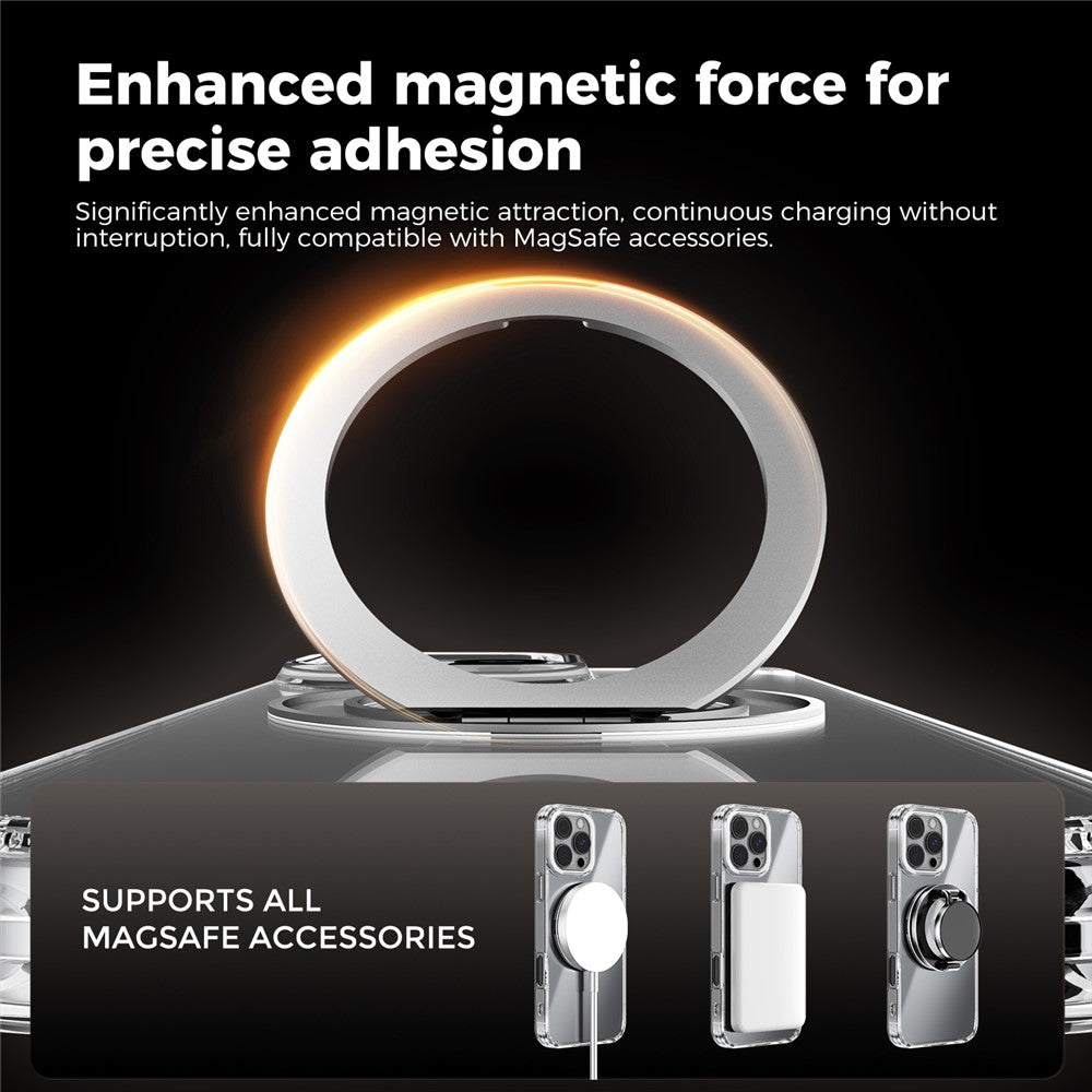 ABEEL Q-LUCK For iPhone 15 Pro Max Magnetic Case Rotating Kickstand Shockproof TPU + PC Phone Back Cover