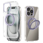 ABEEL Q-LUCK For iPhone 15 Pro Max Magnetic Case Rotating Kickstand Shockproof TPU + PC Phone Back Cover