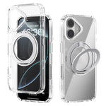 ABEEL Q-LUCK For iPhone 16 Magnetic Case Rotating Kickstand Shockproof TPU + PC Phone Back Cover
