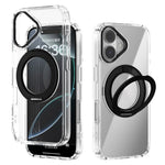 ABEEL Q-LUCK For iPhone 16 Magnetic Case Rotating Kickstand Shockproof TPU + PC Phone Back Cover
