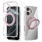 ABEEL Q-LUCK For iPhone 16 Magnetic Case Rotating Kickstand Shockproof TPU + PC Phone Back Cover