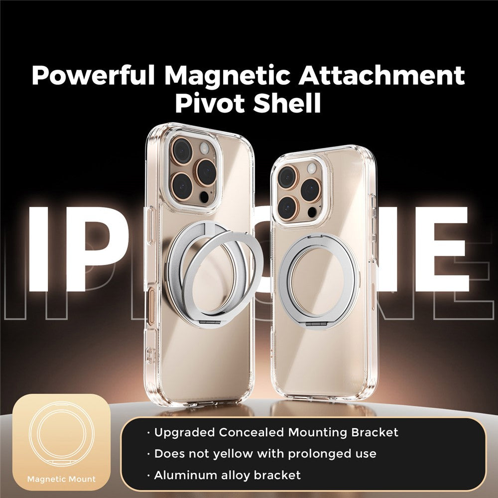 ABEEL Q-LUCK For iPhone 16 Pro Magnetic Case Rotating Kickstand Shockproof TPU + PC Phone Back Cover