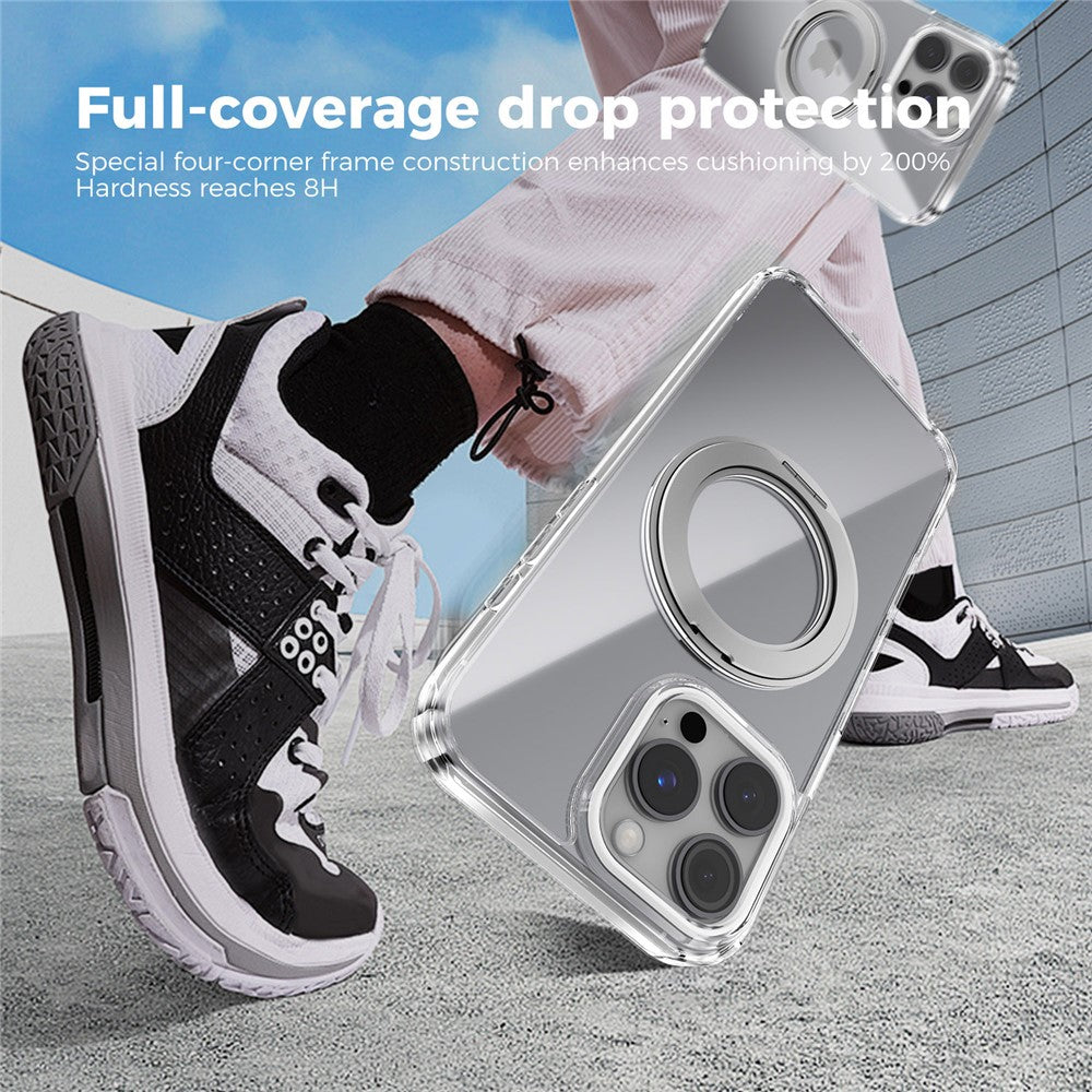 ABEEL Q-LUCK For iPhone 16 Pro Magnetic Case Rotating Kickstand Shockproof TPU + PC Phone Back Cover
