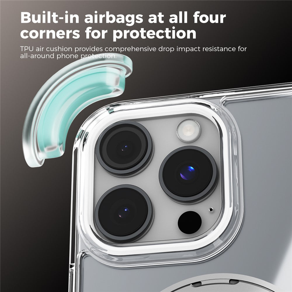 ABEEL Q-LUCK For iPhone 16 Pro Magnetic Case Rotating Kickstand Shockproof TPU + PC Phone Back Cover