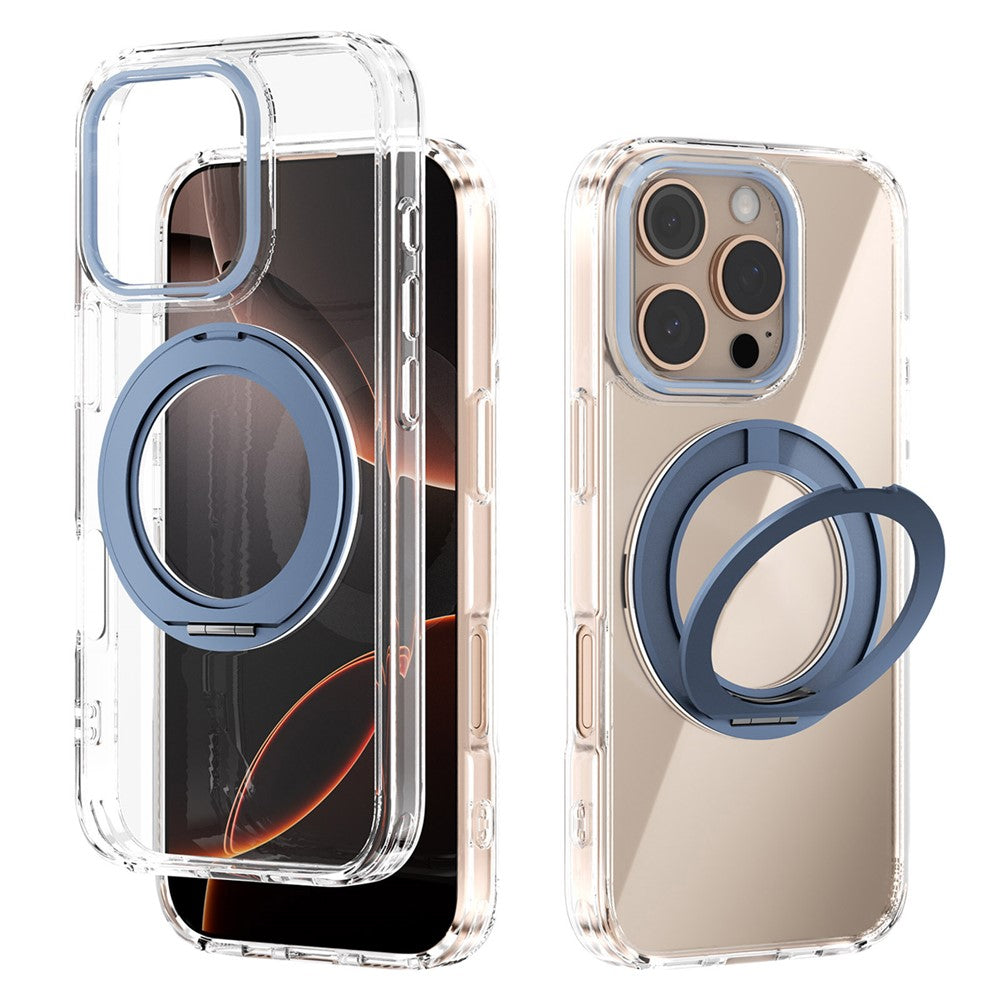 ABEEL Q-LUCK Magnetiskt Skal För iPhone 16 Pro Roterande Stöd Stötsäkert TPU + PC mobil Baksida