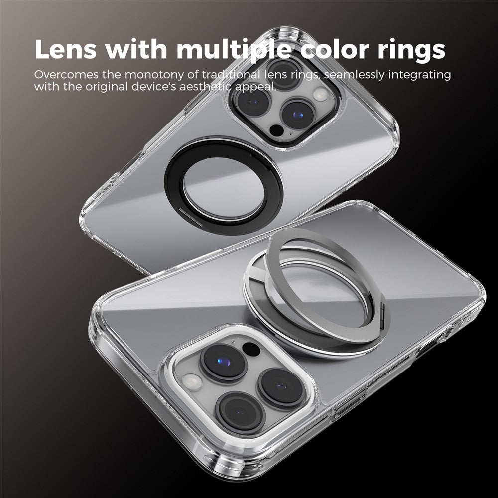 ABEEL Q-LUCK For iPhone 16 Pro Max Magnetic Case Rotating Kickstand Shockproof TPU + PC Phone Back Cover