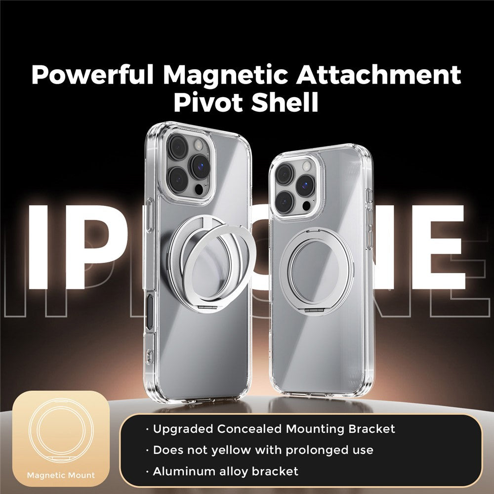 ABEEL Q-LUCK For iPhone 16 Pro Max Magnetic Case Rotating Kickstand Shockproof TPU + PC Phone Back Cover