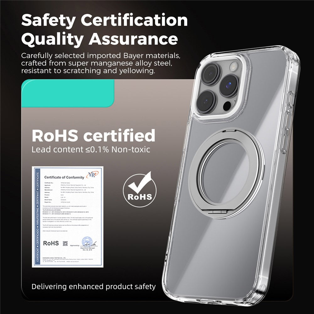 ABEEL Q-LUCK For iPhone 16 Pro Max Magnetic Case Rotating Kickstand Shockproof TPU + PC Phone Back Cover