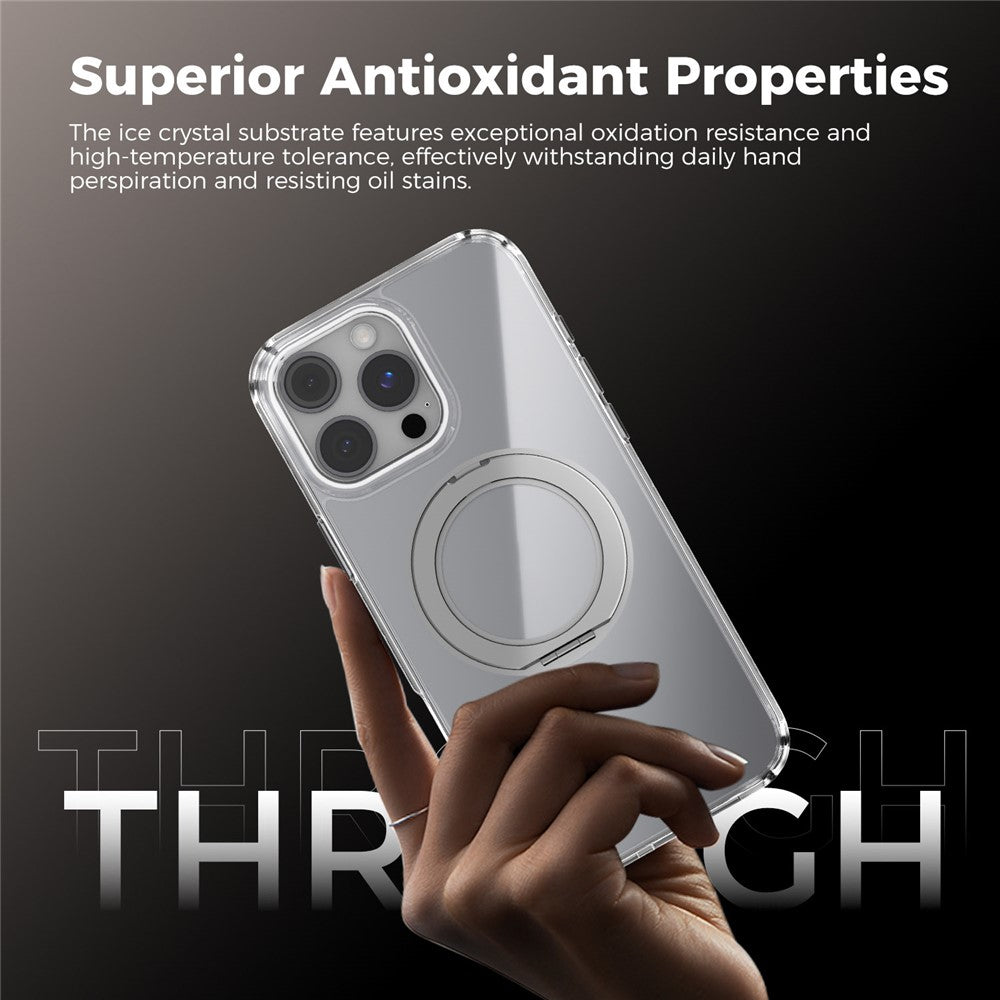 ABEEL Q-LUCK For iPhone 16 Pro Max Magnetic Case Rotating Kickstand Shockproof TPU + PC Phone Back Cover
